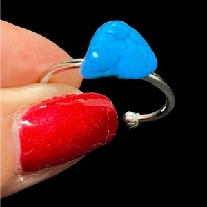Adjustable turquoise Ring stainless steel band